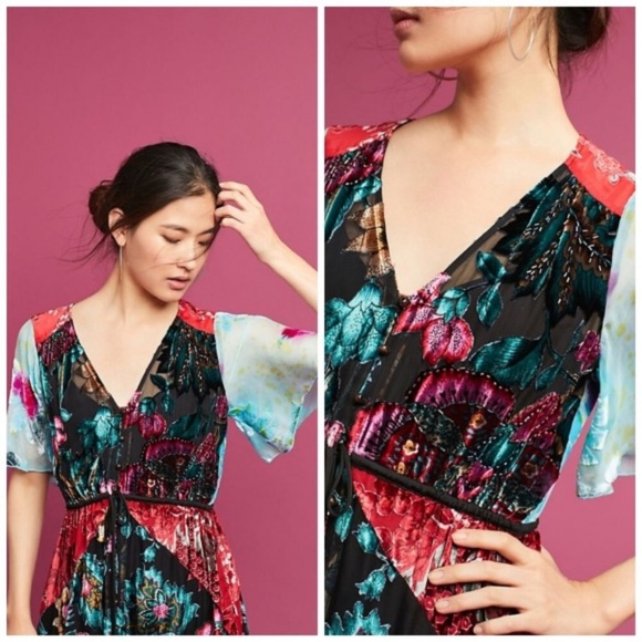 Anthropologie Evensong Burnout Velvet Maxi Dress - Picture 2 of 8